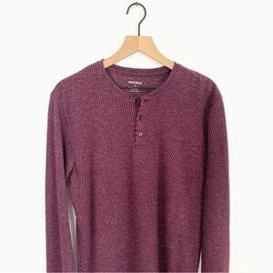 Bonobos Maroon Textured Heathered Henley - Medium